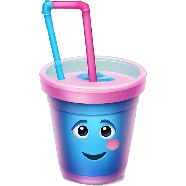 Make a blue Slushy with a pink straw in  plastic cup emoji