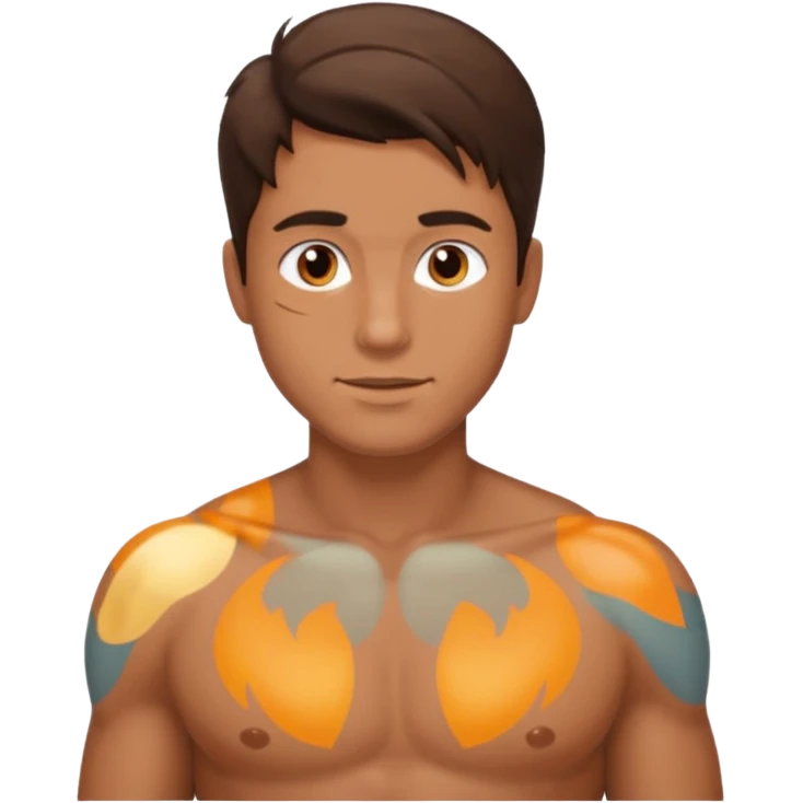 Brunet bez koszulki emoji