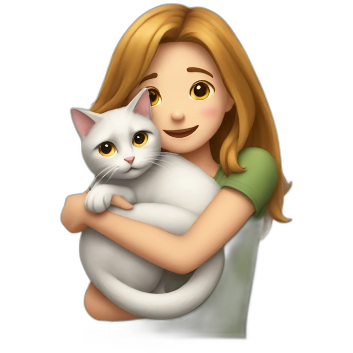 Girl hug to cat emoji