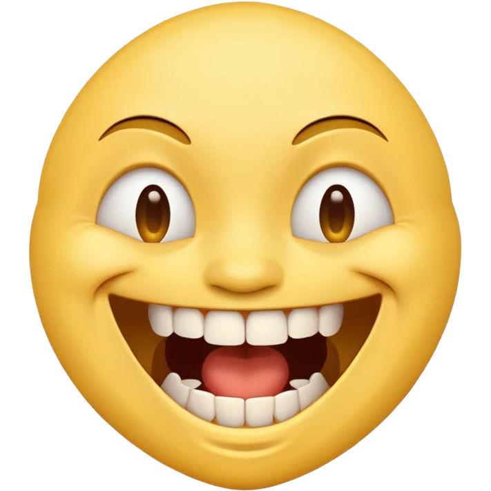 A normal emoji laughing with broken teeth emoji
