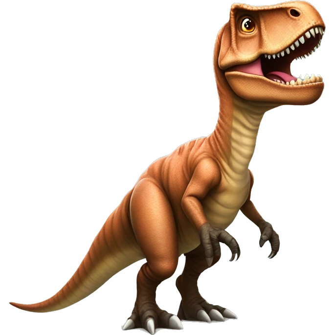 Um t-rex usando um tutu encima de uma prancha, estilo IOS emoji