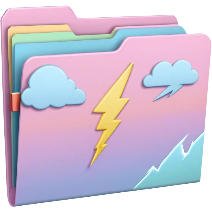 pastel file folder with lighting strike picture  emoji