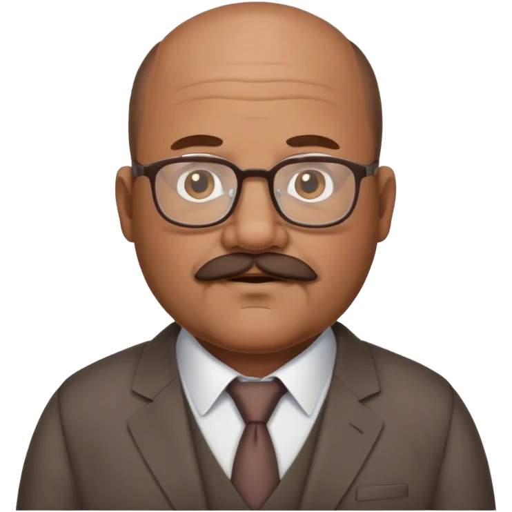 55 year old chubby brown haired balding man business casual with glasses and mustache and beard emoji