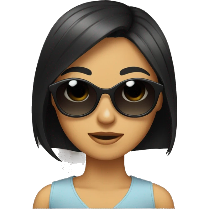 girl with black hair in car wearing sunglasses emoji
