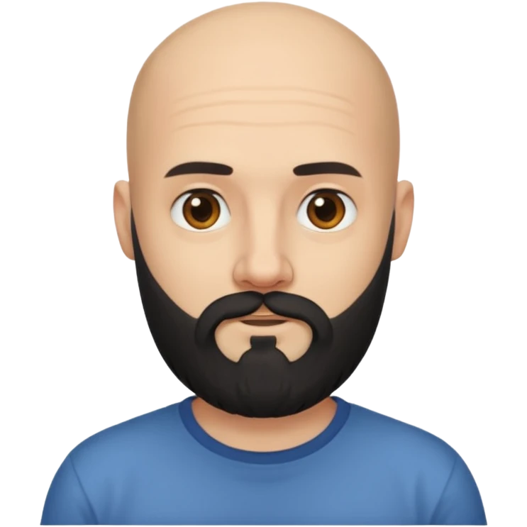 black long beard bald man with shirt emoji