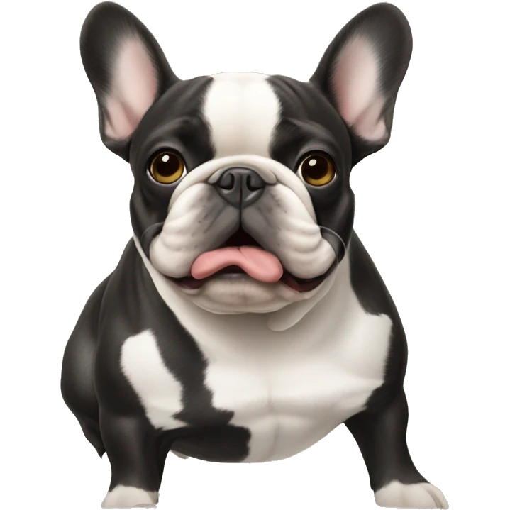 French bulldog sitting on a horses back emoji