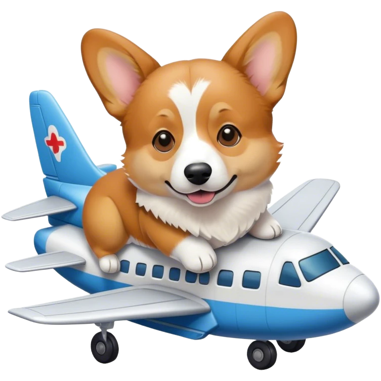 a corgi sitting on a plane emoji