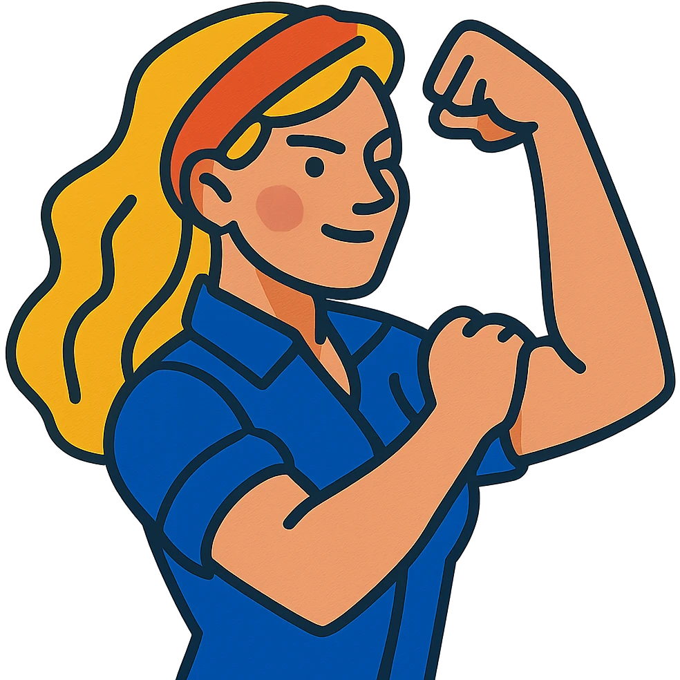 strong blond woman flexing emoji