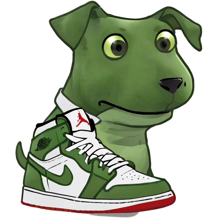 Dog wear Jordan 1s emoji