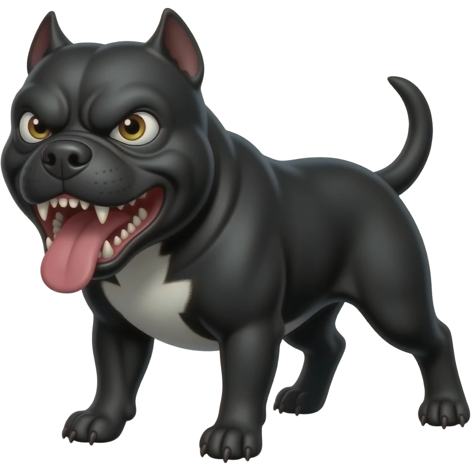 Angry despicable unattractive evil-looking vile worthless rabid vicious attacking ugly unhinged drooling demonic black pitbull mongrel dog emoji