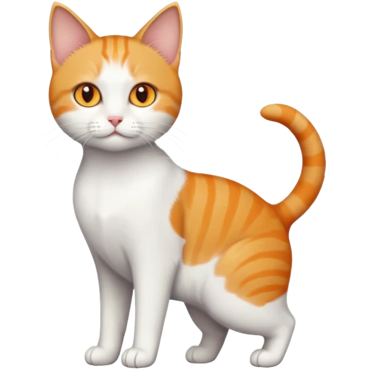 full body small short hair ginger and white cat with orange eyes  emoji