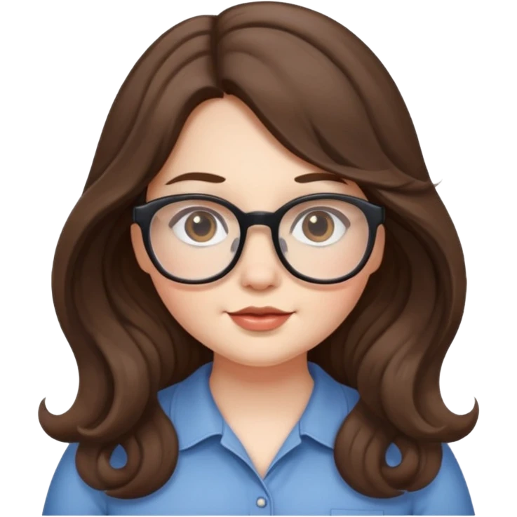 pale brunette long wavy hair pretty chubby girl with glasses  emoji