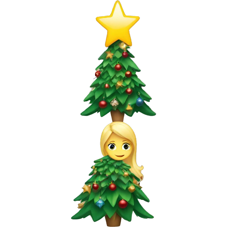 Blond Girl decorating a Christmas tree emoji