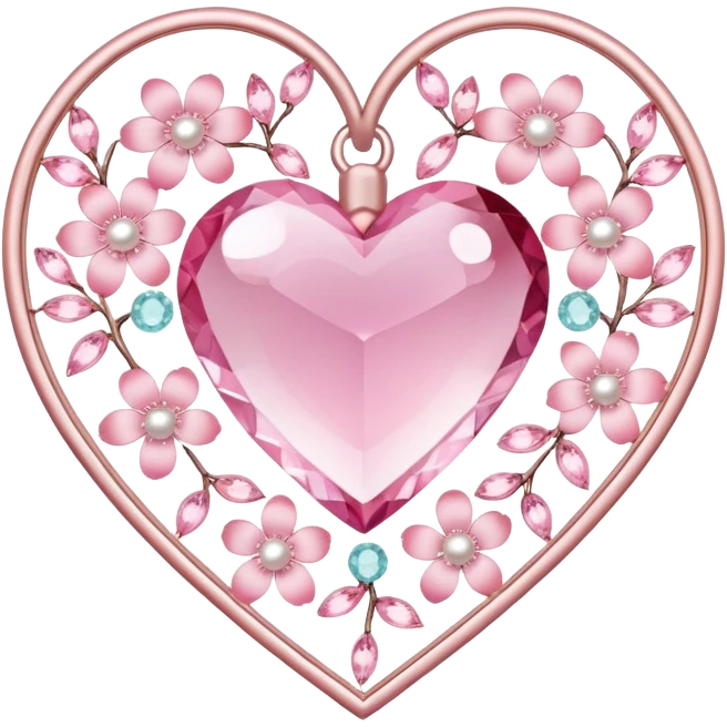 Sakura flower heart Cœur pastel suncatchers gemstones beads pearls crystals emoji