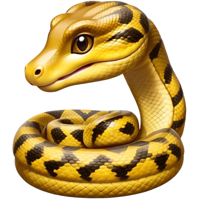 cinematic-cute-anaconda-portrait-emoji,-head-tilted-playfully-and-inquisitively,-with-a-sleek,-shimmering-body-adorned-with-detailed-scale-sriped patterns-and-round,-sparkling-eyes-full-of-wonder,-simplified-yet-irresistibly-adorable-features emoji