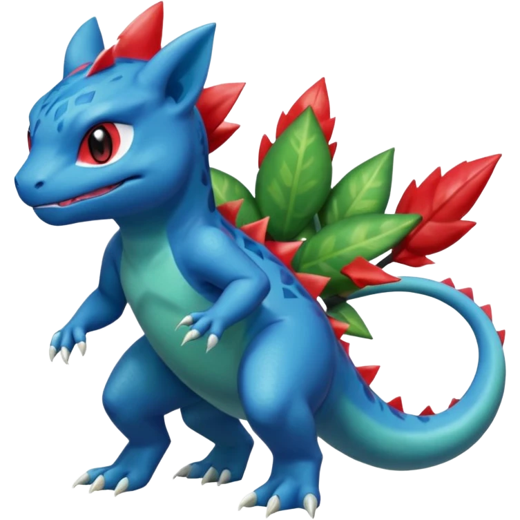 Shiny Aural Bulbasaur-Charmeleon-Inteleon-Sceptile-Greninja-Fakémon-fusion (full body) emoji