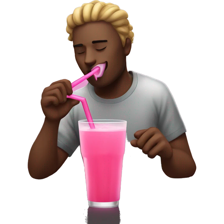 among us crewmate drinking pink juice with a giant straw emoji
