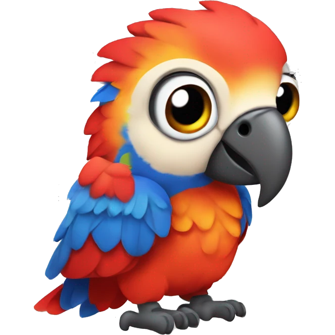 baby scarlet macaw full body big eyes, head-on emoji