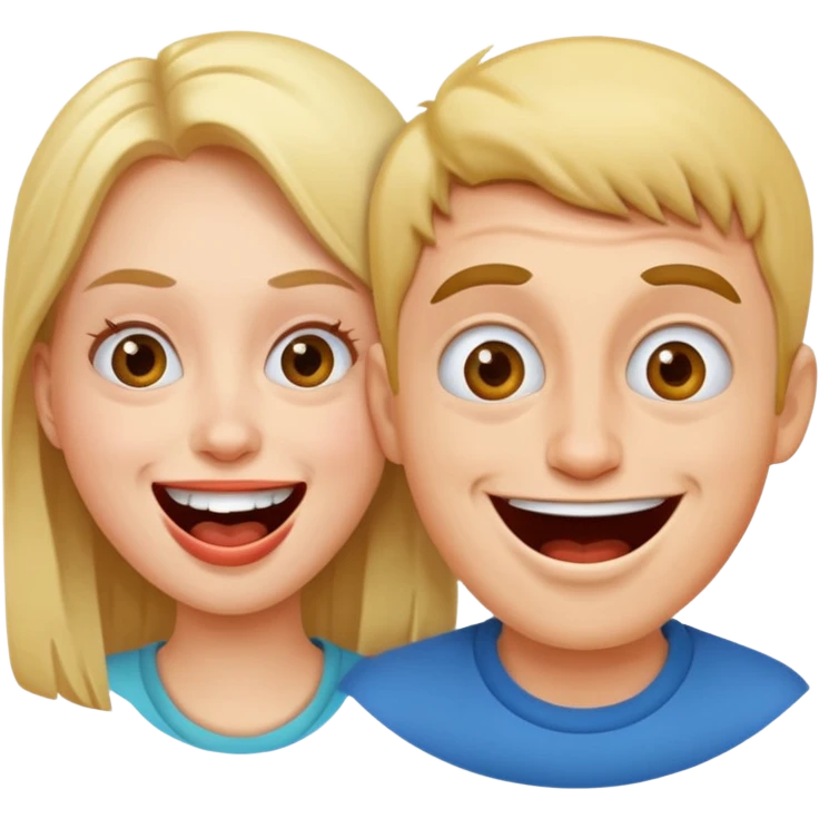 two people making funny, crazy faces emoji