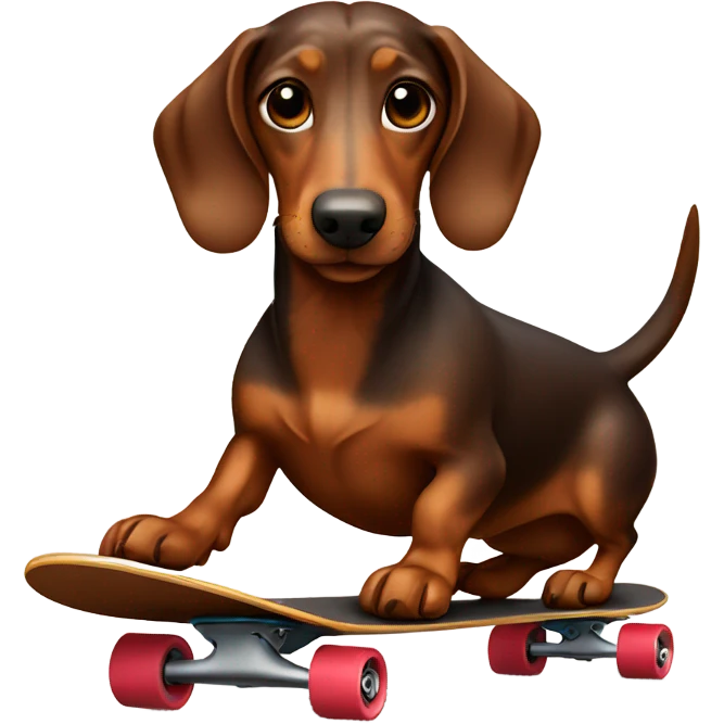 brown sausage dog riding skateboard emoji