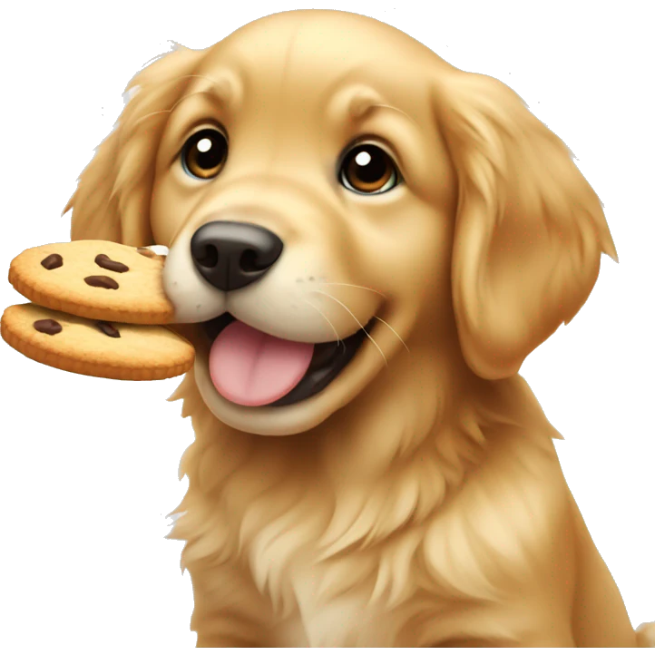 golden retriever puppy eating a cookie emoji