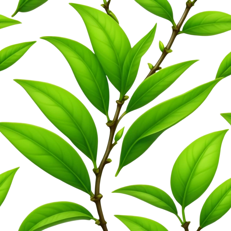 Fresh green tea buds with young tender leaves emoji