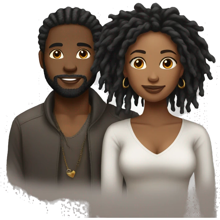 Black couple with locs Inlove💕 emoji
