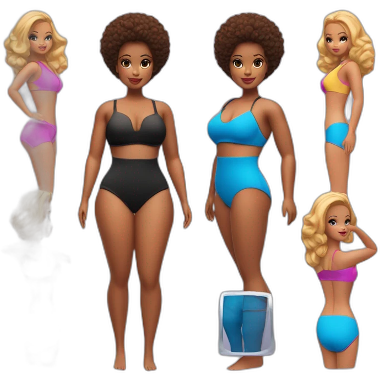 Slim-Thicc woman swimsuit posing (Barbie body type, perfect body, hourglass figure) emoji