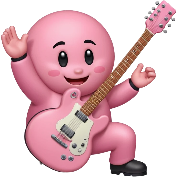 Kirby plays a base guitar emoji