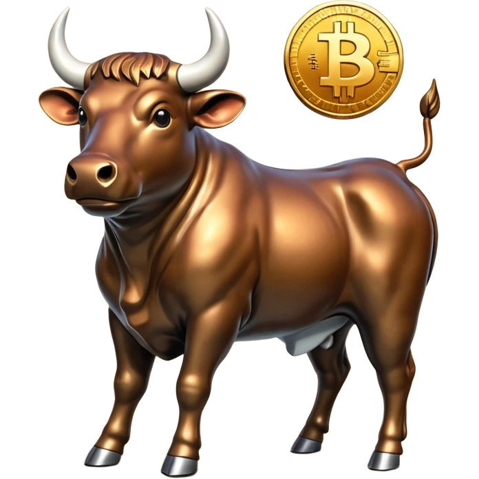 bull holding a bitcoin coin emoji