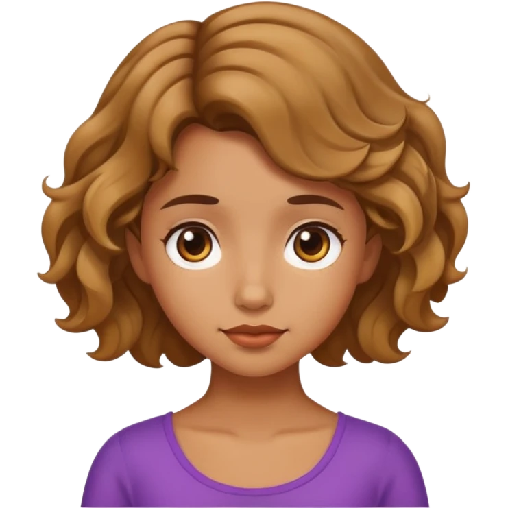 Short girl with wavy hair and a little tan emoji