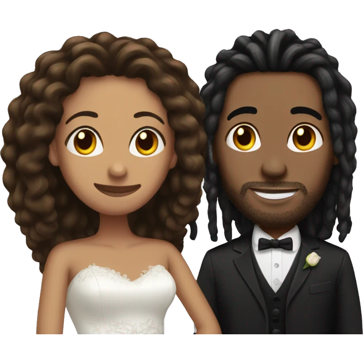 Man with dreadlock hair marrying women with black medium length hair  emoji