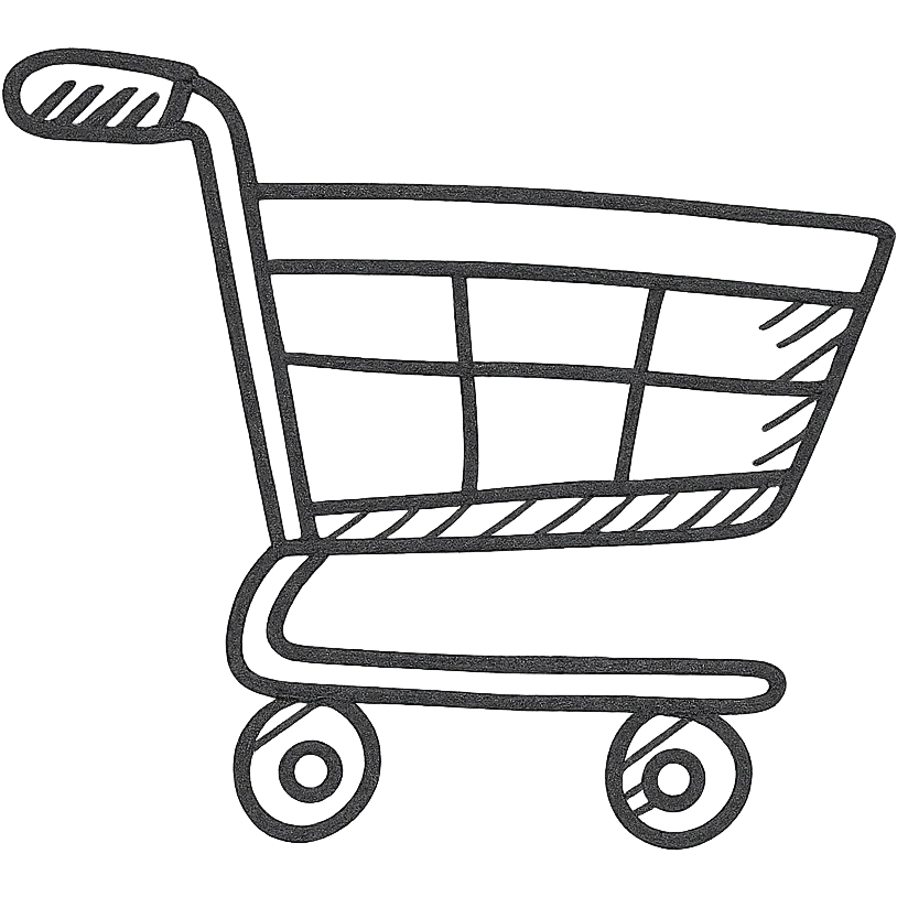 cart, hand drawn outlined icon style, playful and informal emoji