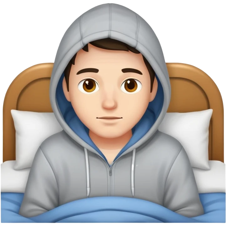 guy wearing a hoodie in bed emoji