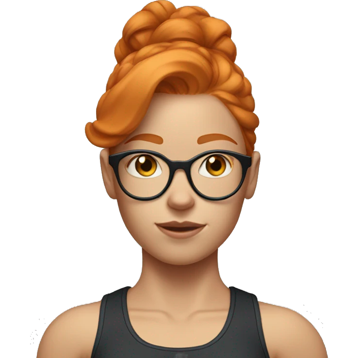 Ginger hair girl with eyeglasses and very aesthetic gym outfit lifting weights  emoji