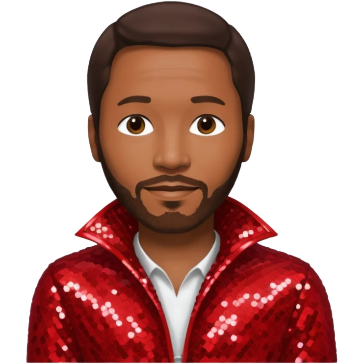 Marvin Gaye with dark brown hair, red sequin outfit emoji