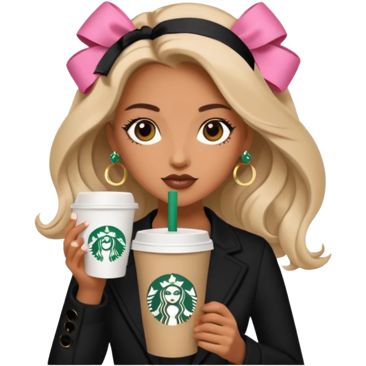 Aesthetic and BADDIE with bows and some starbucks coffee and dior bag emoji