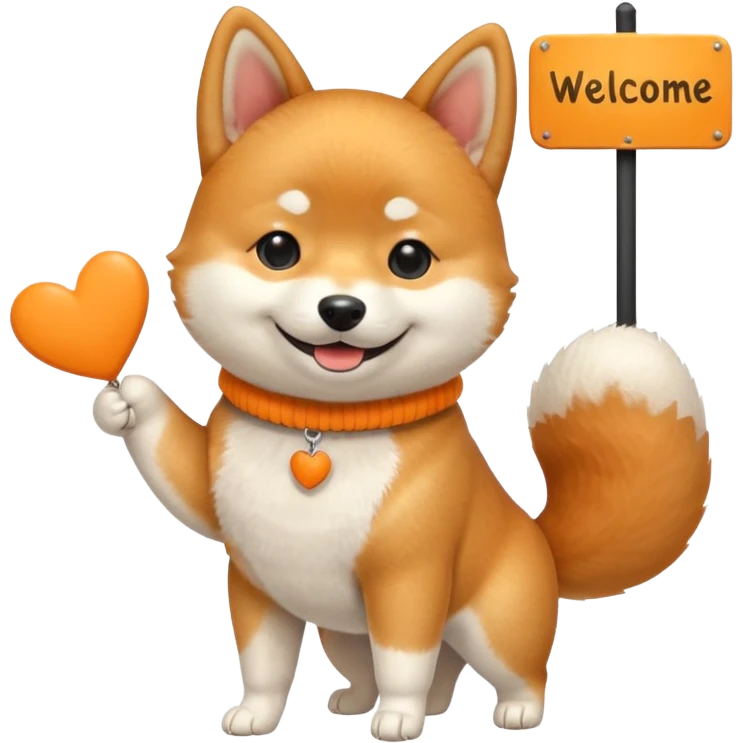 shiba holds welcome sign emoji