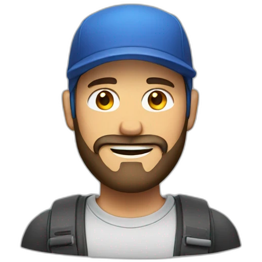 Man with beard and cap wink  emoji