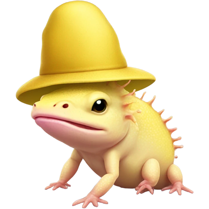 yellow axolotl with pear hat emoji
