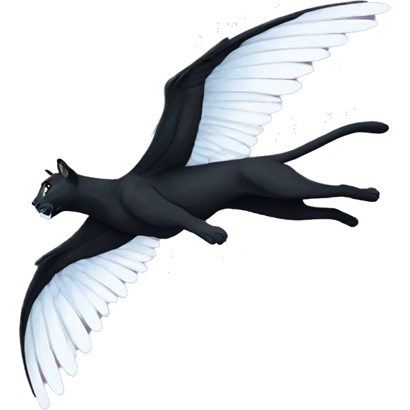 winged black puma flying emoji