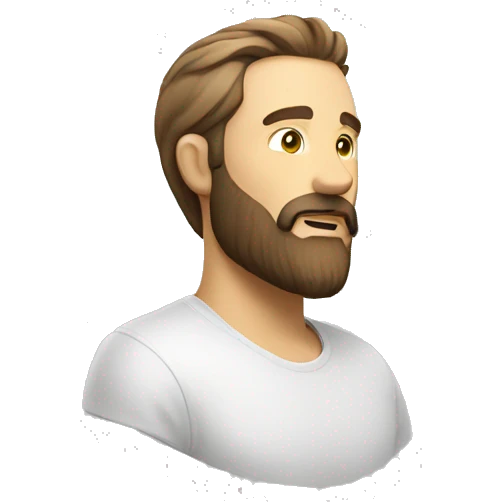 bearded white man side profile looking right emoji