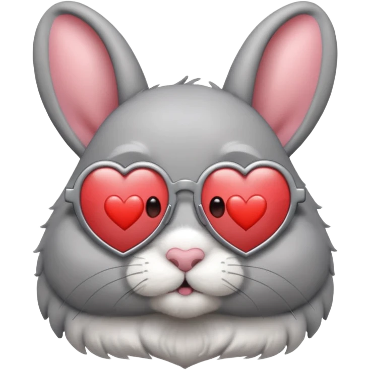 Gray bunny wearing heart-shaped glasses, half body emoji