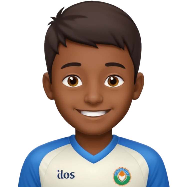 an indian boy wearing indian cricket jersey emoji