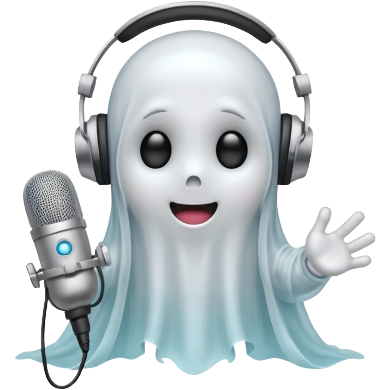 Cute Ghost doing a podcast emoji