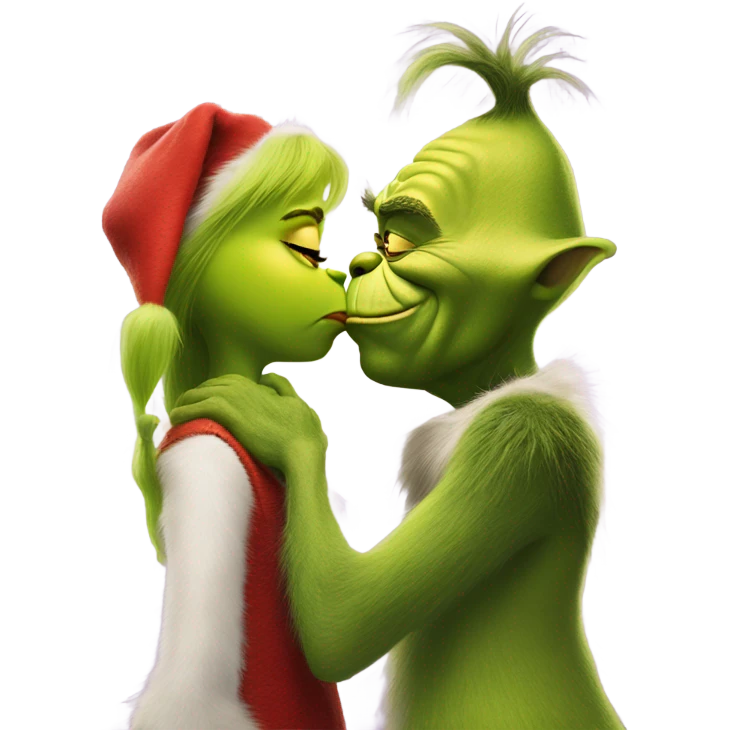 The grinch kissing shrek emoji