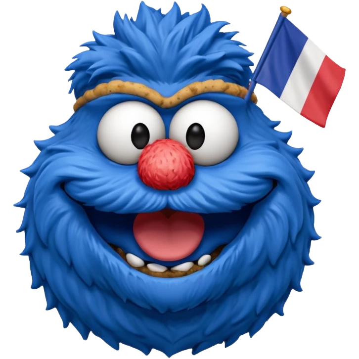 cookie monster bust, with french flag, only one flag,  emoji