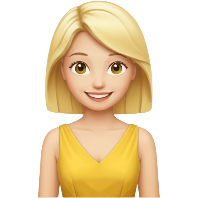 blonde woman with yellow dress emoji