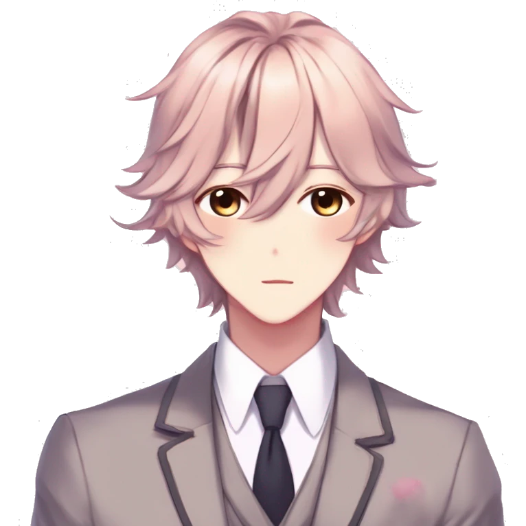Gorgeous romantic hot attractive anime style modern gentlemanly anime shojo guy with pretty hair and flower petals and blushing face aesthetic trending style  pastelcore cottagecore kawaiicore emoji