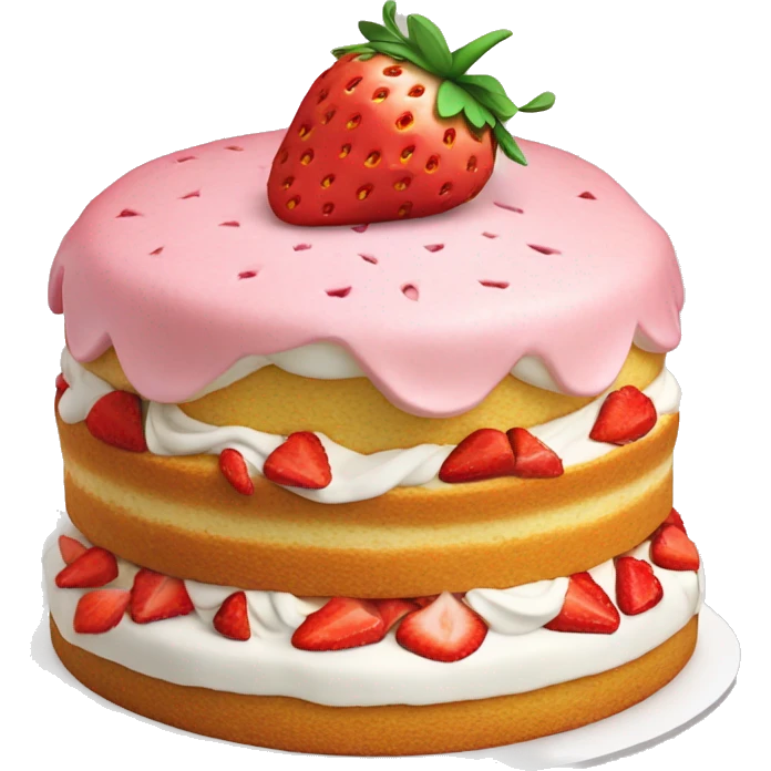 Strawberry shortcake sitting on a cake emoji
